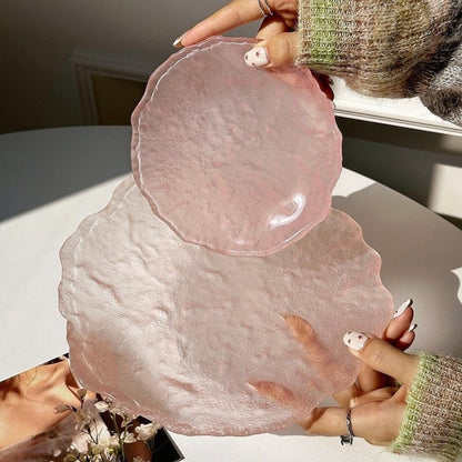 pink glaze glass plate