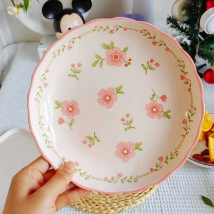 red glaze floral plate