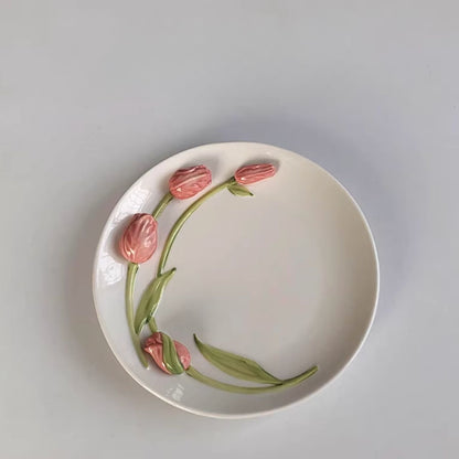 Pink Tulip Embossed Plate