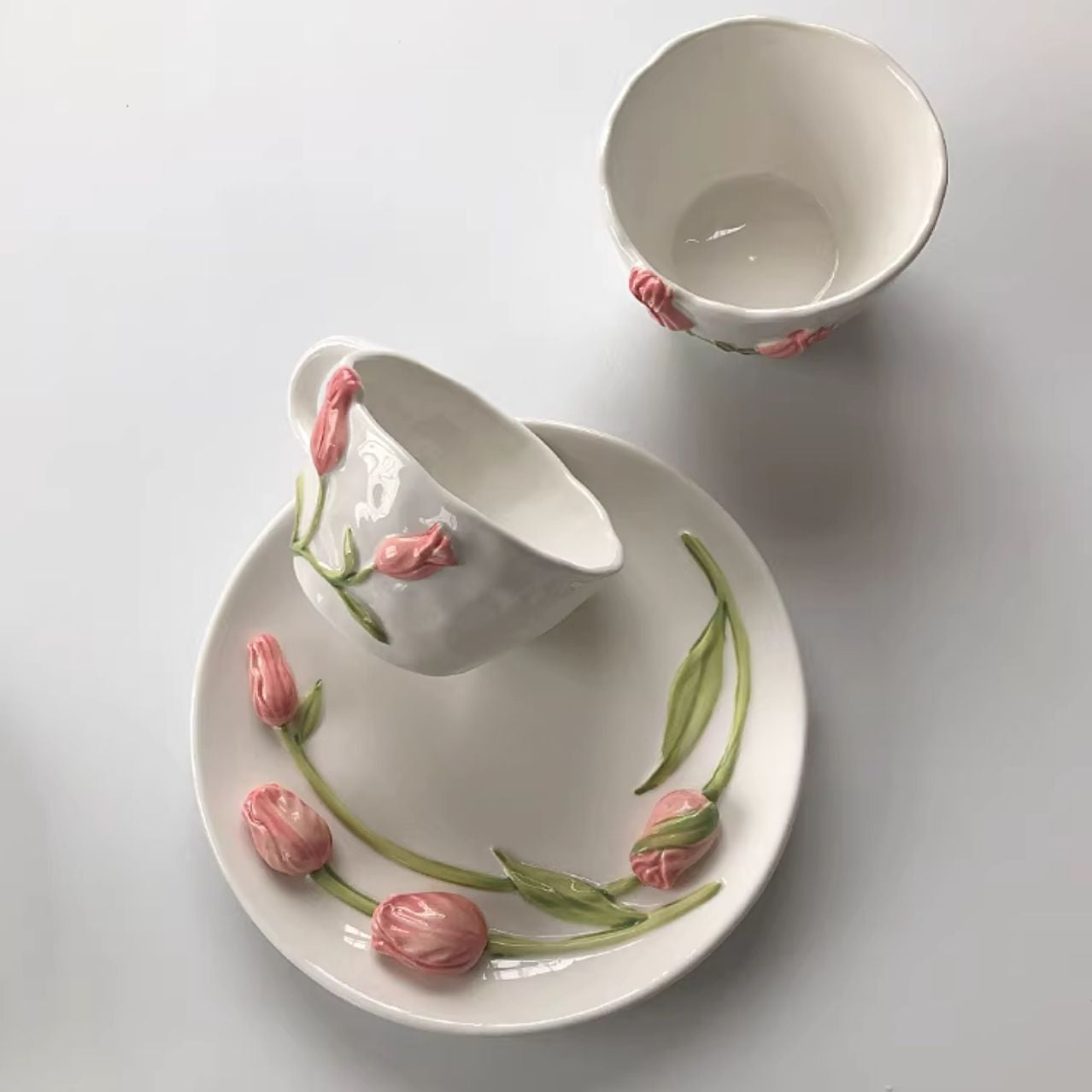 Pink Tulip Embossed Plate