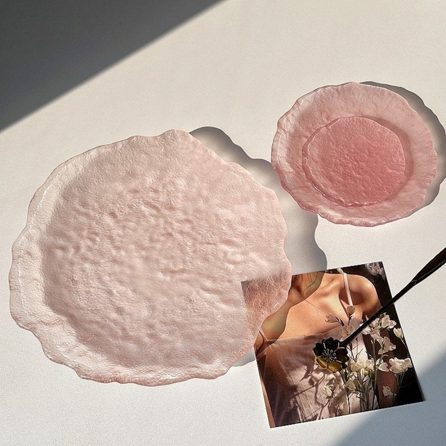 pink glaze glass plate