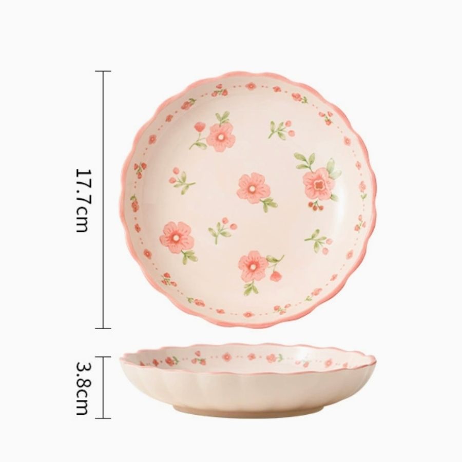 red glaze floral plate