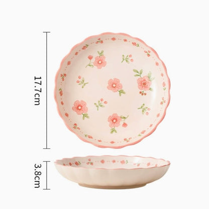 red glaze floral plate