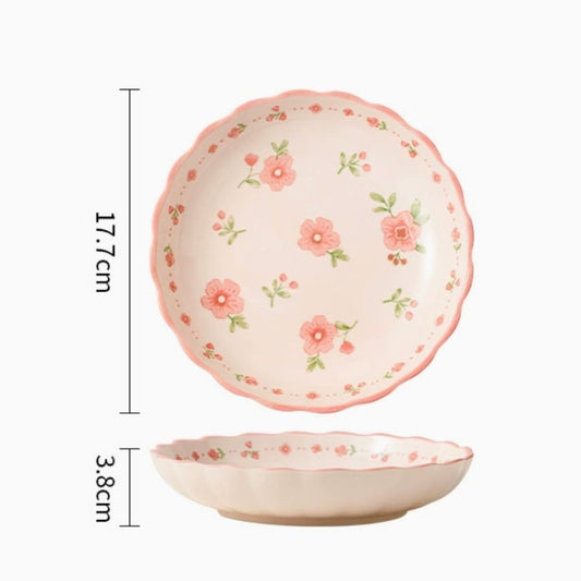 red glaze floral plate