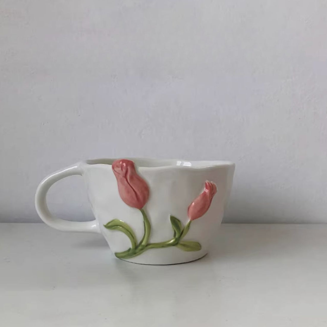 Pink Tulip Embossed Mug
