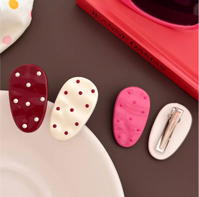 Polka Dot Oval Hair Clip
