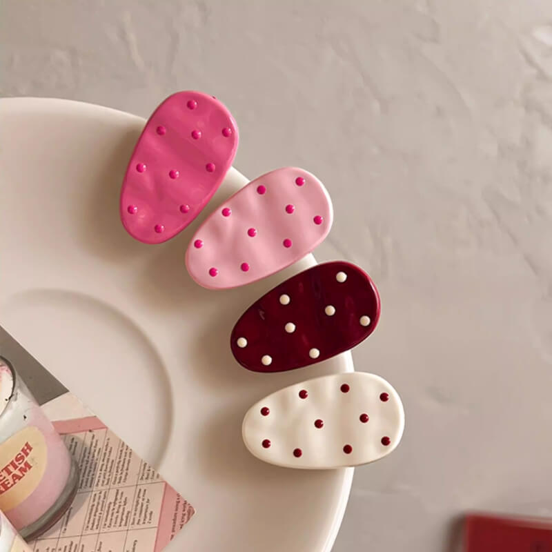Polka Dot Oval Hair Clip