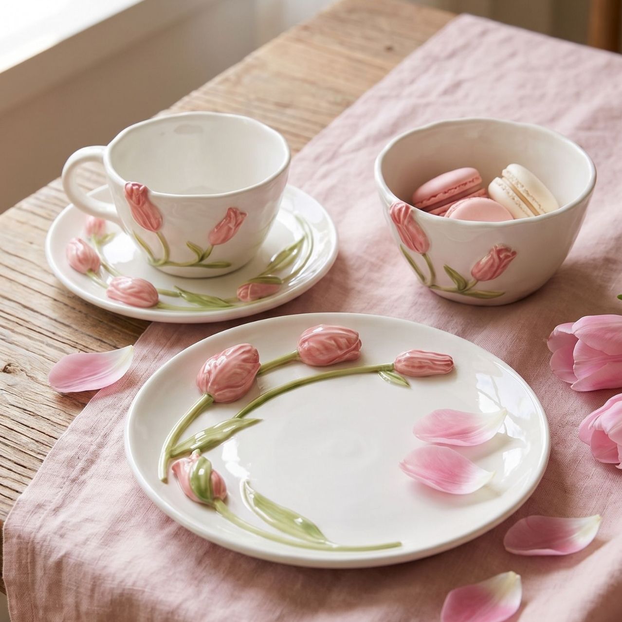  Pink Tulip Embossed Set